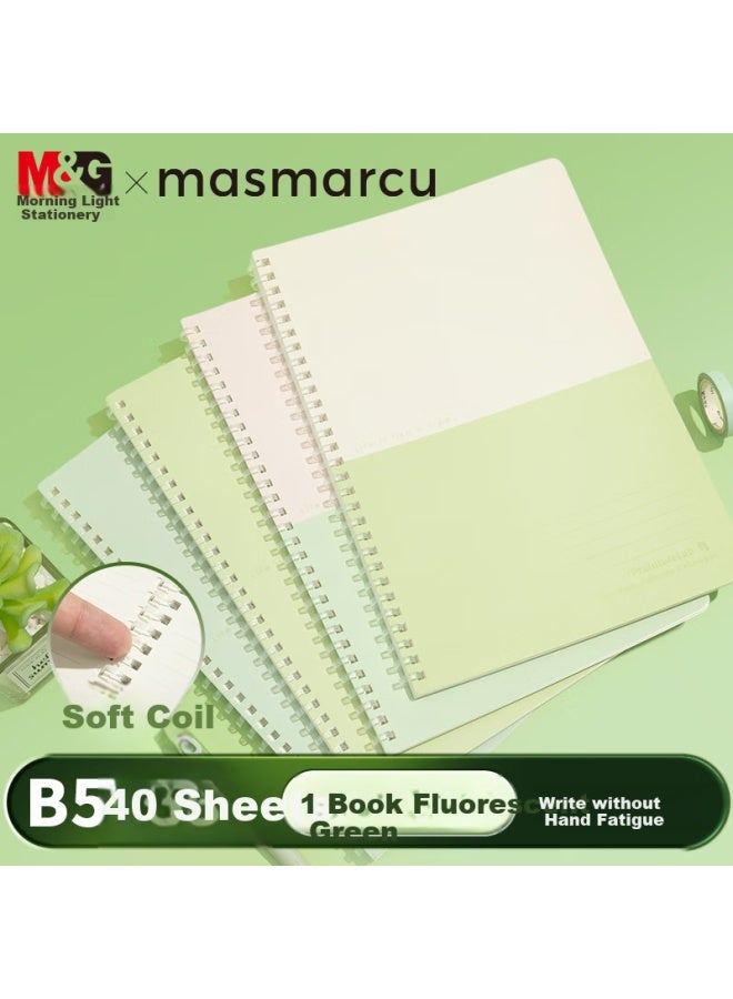 Masmarcu M&g B5 Notebook, High-quality Simple Soft Spiral Notebook, Student Error Correction Journal, Study Supplies, Pfl Fluorescent Green, 1 Notebook With 40 Sheets, Xq028475 - Image 1
