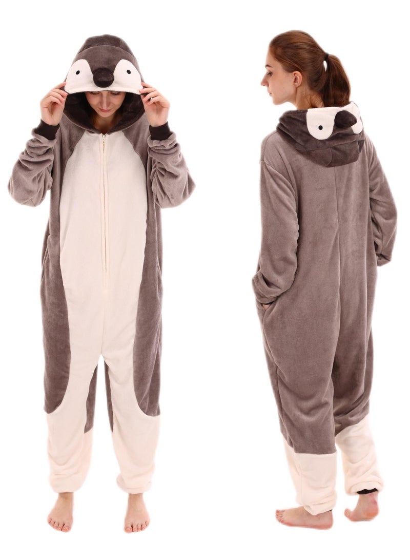 Snug Fit Unisex Adult Onesie Pajamas,  Cosplay Animal One Piece Halloween Costume Sleepwear Homewear  - Image 1