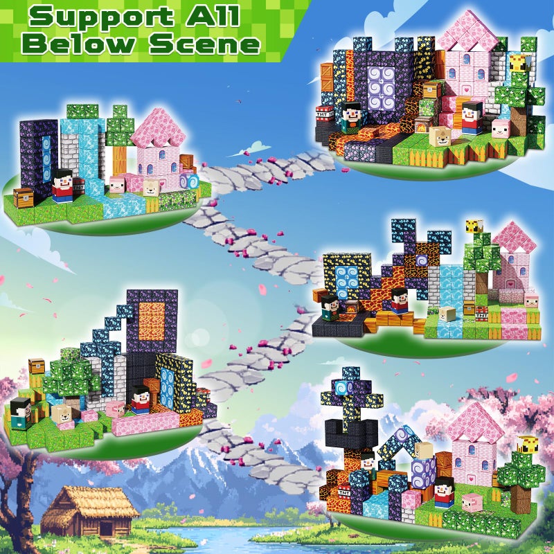 Goody King 200PCS Magnetic Building Blocks - Forest & Volcano Adventure Set, STEM Learning Toys for Kids Ages 3+, Strong Magnets, Creative Play, Easter Gift for Boys & Girls - Image 3