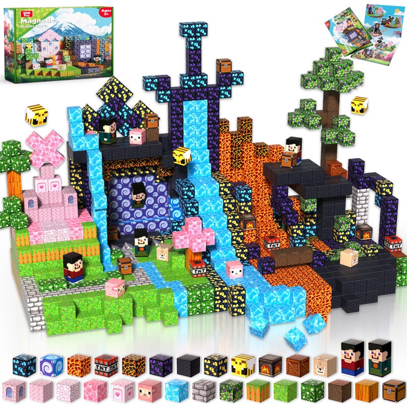 Goody King 200PCS Magnetic Building Blocks - Forest & Volcano Adventure Set, STEM Learning Toys for Kids Ages 3+, Strong Magnets, Creative Play, Easter Gift for Boys & Girls - Image 1