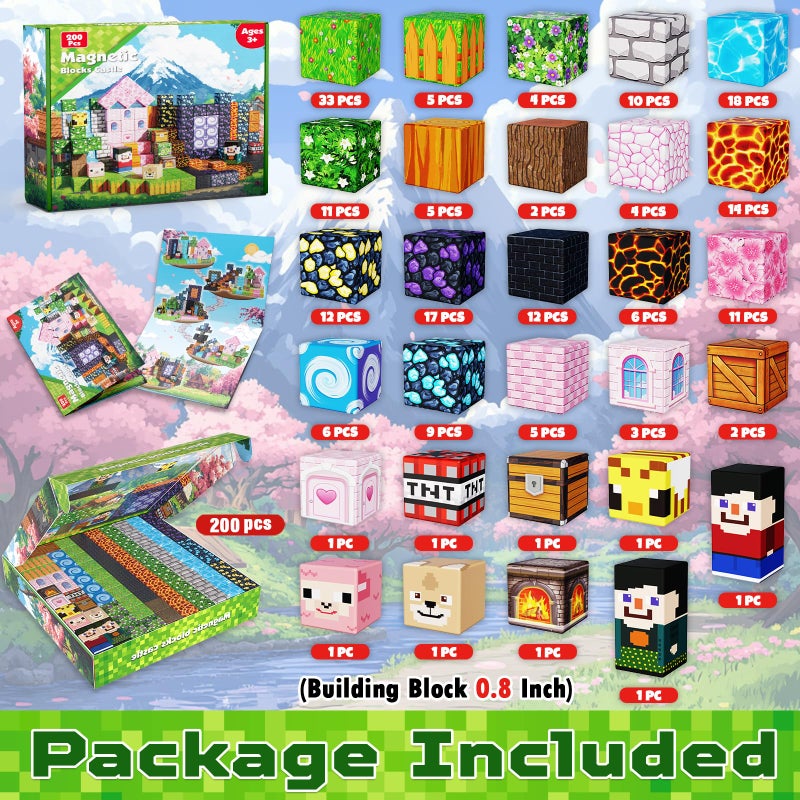 Goody King 200PCS Magnetic Building Blocks - Forest & Volcano Adventure Set, STEM Learning Toys for Kids Ages 3+, Strong Magnets, Creative Play, Easter Gift for Boys & Girls - Image 2