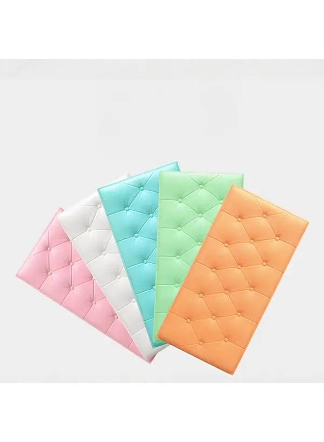 Self Adhesive 3D Wall Stickers Peel And Stick Wallpaper Soft Cushion 6pcs White Light Blue - Image 2
