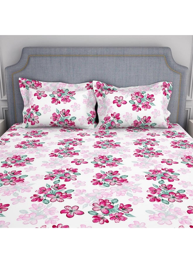 Welspun Microfiber Double Bedsheet (220 Cm X 240 Cm / 43 Cm X 68 Cm) | 105 Tc Sateen Floral Bedsheet & Pillow Covers Set (Lucent White)- Adore - Image 4