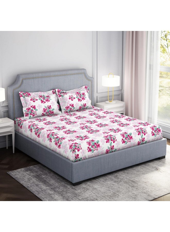 Welspun Microfiber Double Bedsheet (220 Cm X 240 Cm / 43 Cm X 68 Cm) | 105 Tc Sateen Floral Bedsheet & Pillow Covers Set (Lucent White)- Adore - Image 2