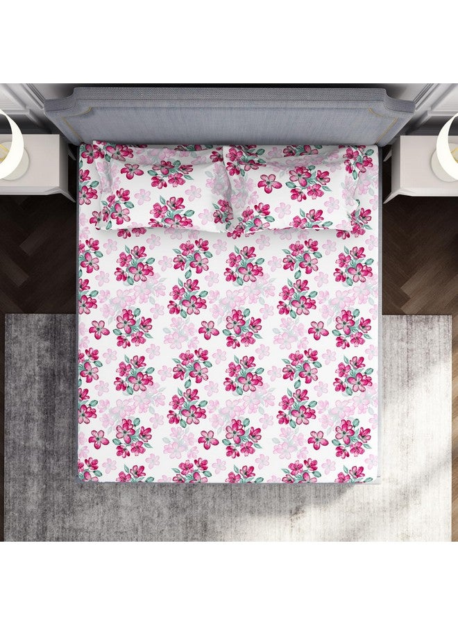 Welspun Microfiber Double Bedsheet (220 Cm X 240 Cm / 43 Cm X 68 Cm) | 105 Tc Sateen Floral Bedsheet & Pillow Covers Set (Lucent White)- Adore - Image 3