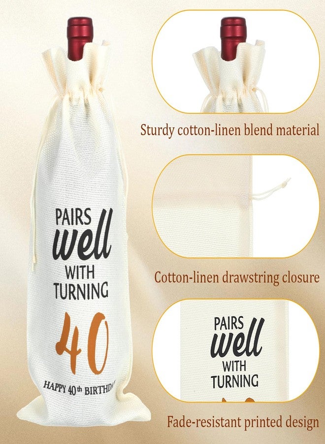 Zelphvt 40th Birthday Wine Bag 40 Years Old Wine Gift Bag Funny Birthday Gift for Women Men, Reusable Drawstring Bottle Bags for Party Decoration - Image 3