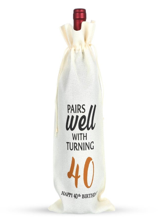 Zelphvt 40th Birthday Wine Bag 40 Years Old Wine Gift Bag Funny Birthday Gift for Women Men, Reusable Drawstring Bottle Bags for Party Decoration - Image 1