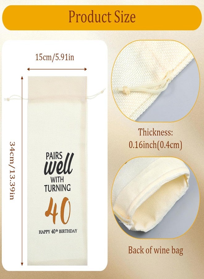 Zelphvt 40th Birthday Wine Bag 40 Years Old Wine Gift Bag Funny Birthday Gift for Women Men, Reusable Drawstring Bottle Bags for Party Decoration - Image 2