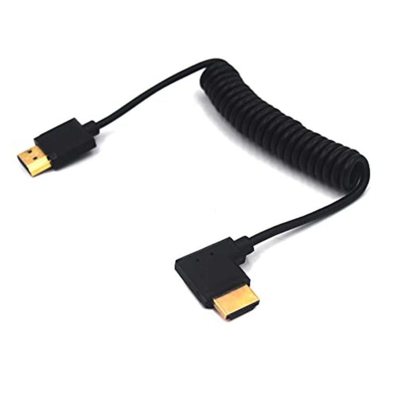 كابل ملفوف HDMI 4K بطول 3.9 قدم، كابل HDMI 2.0 عالي السرعة عالي السرعة، محول HDMI ذكر 90 درجة إلى HDMI ذكر سلك حلزوني زنبركي، 4k 60HZ - Image 2