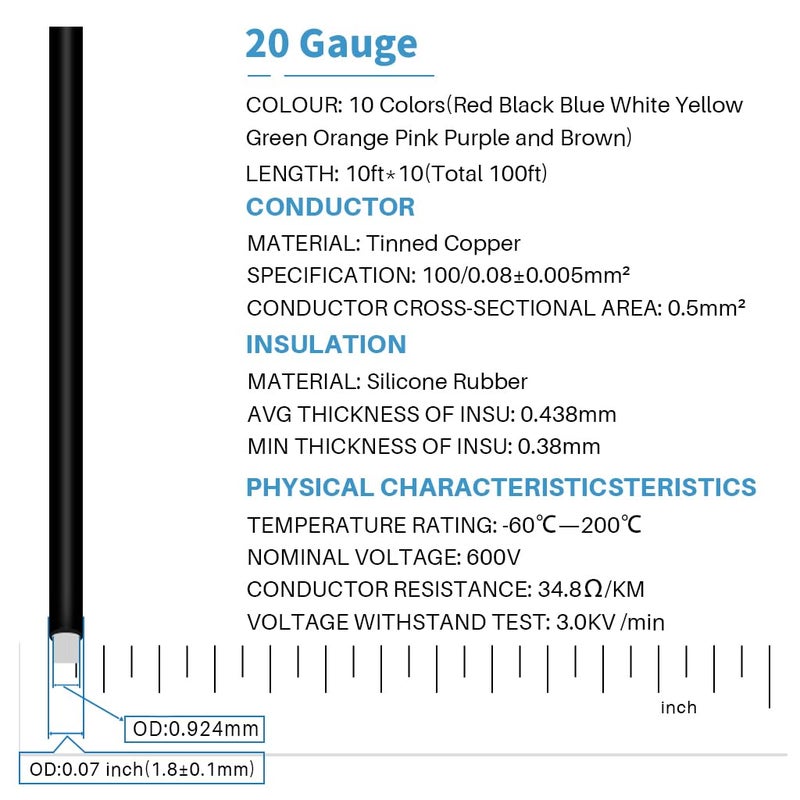 BNTECHGO 20 Gauge Silicone Wire Kit 10 Color Each 10 ft Flexible 20 AWG Stranded Tinned Copper Wire - Image 2