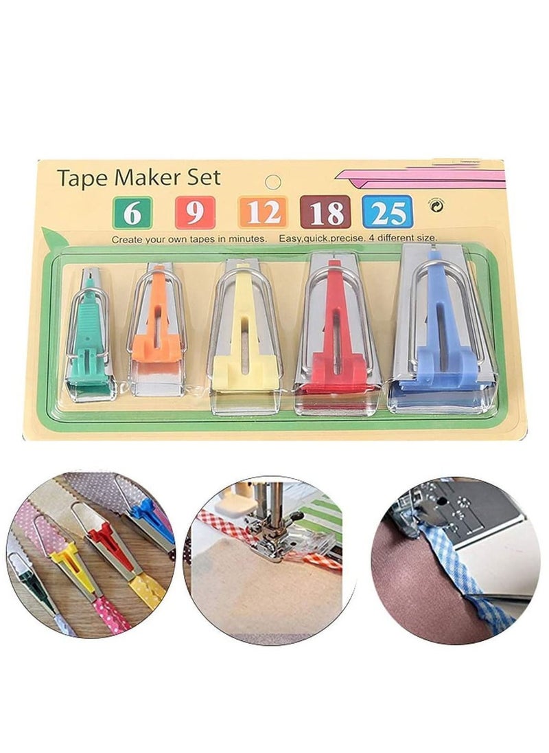 Y&D - Bias Binding Tape Maker Set,5 Sizes Fabric Makers Tools, for Sewing Quilting, Tape, Tool, Diy Patchwork, Arts and Crafts(6mm/9mm/12mm/18mm/25mm) - Image 1