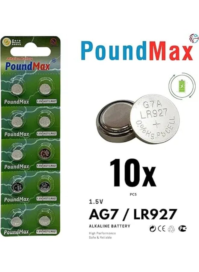 PoundMax 10x AG7 (LR57, LR927, 395) 1,5V - Alkaline Button Cell Batteries | 1x 10-Pack - Image 2