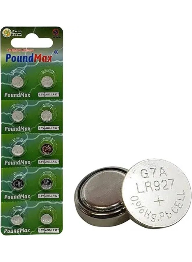 PoundMax 10x AG7 (LR57, LR927, 395) 1,5V - Alkaline Button Cell Batteries | 1x 10-Pack - Image 1