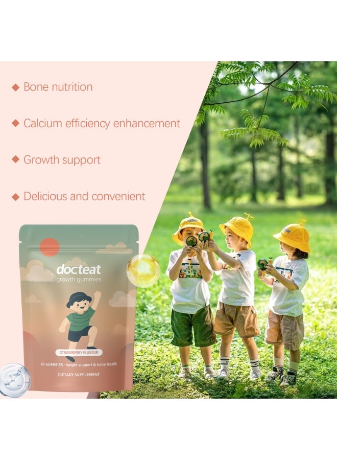 docteat Strawberry-Flavored Growth Fummies for Children, a Dietary Supplement to Support Hheight and Bone Health 60 gummies. - Image 4