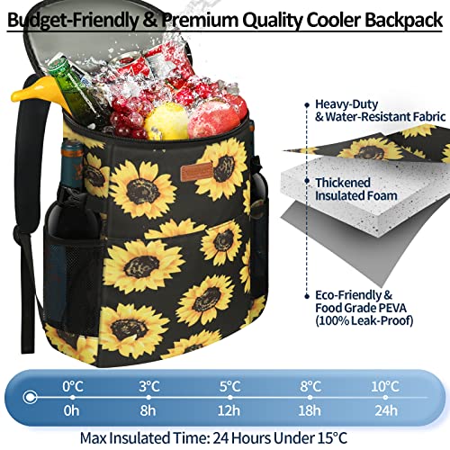 Vankor 30L Sunflower Floral Insulated Cooler Backpack - Image 4