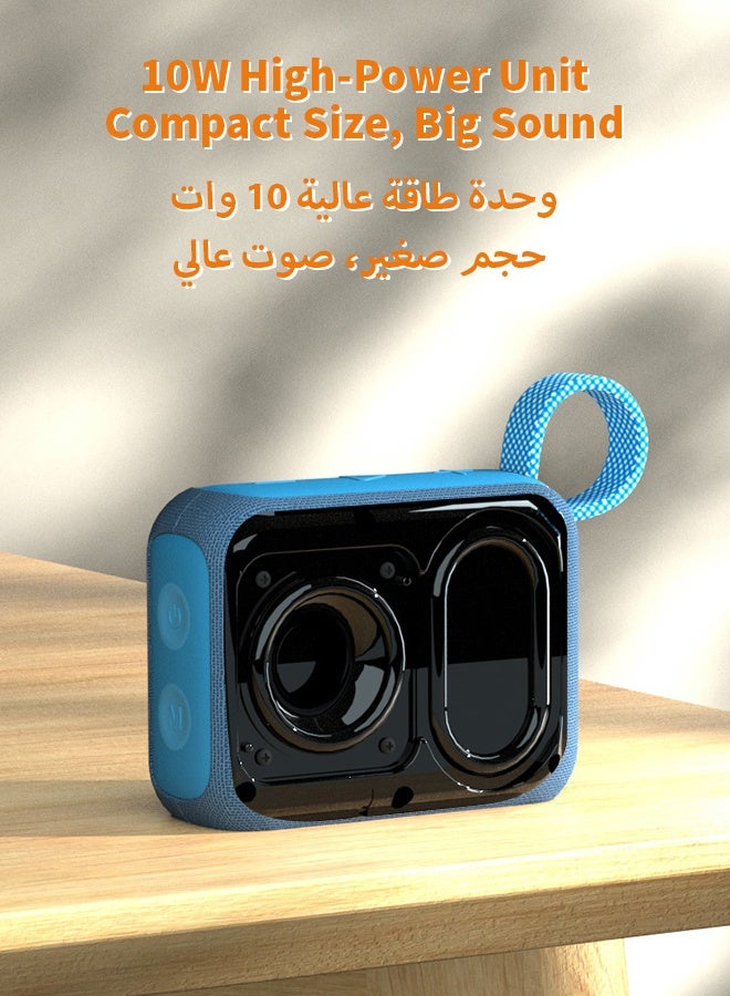 WAPIK Korean Brand Aero 5 Portable Bluetooth Speaker 10W AI Smart Sound Tuning Bluetooth 5.4 IP67 Waterproof Mini Speaker 10H Battery Life TWS Pairing TF Card Play Type-C Fast Charging Carry Strap Outdoor Speaker Blue - Image 3