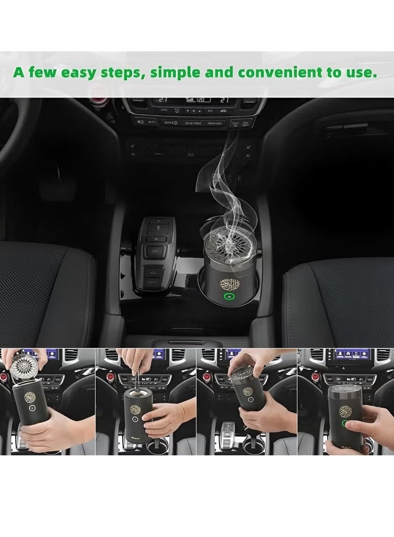 TIGER Car Bakhoor with Quran Speaker - Portable Arabian Electronic Aromatherapy Incense Burner, Rechargeable USB-C Quran Speaker, Ramadan Aroma Diffuser - Image 4
