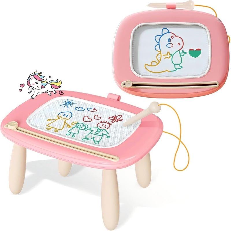 Kikidex Magnetic Drawing Board, Toddler Girl Toys for 1-2 Year Old, Doodle Board Pad Learning and Educational Toys for 1 2 3 Year Old Baby Kids Birthday Gift(Soft Pink) - Image 1