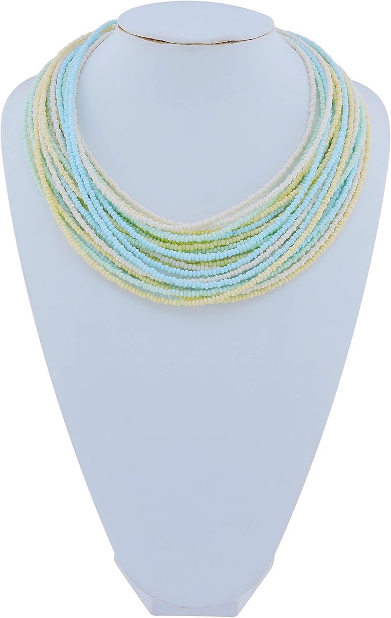Bocar Multi Layer Chunky Bib Statement Seed Beads Cluster Collar Necklace for Women Gift (NK-10351) - Image 2