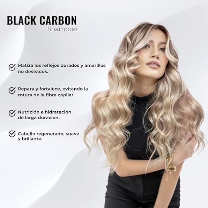 abril et nature BLACK CARBON SHAMPOO FOR YELLOW HAIR, TINTED OR GREY HAIR, PROTECTS AND REPAIRS LONG-LASTING MOISTURE AND CONDITIONING, SOFTNESS AND SHINE, 250 ML - Image 3