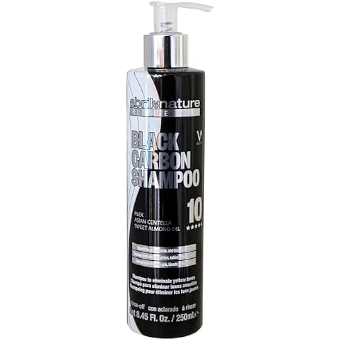 abril et nature BLACK CARBON SHAMPOO FOR YELLOW HAIR, TINTED OR GREY HAIR, PROTECTS AND REPAIRS LONG-LASTING MOISTURE AND CONDITIONING, SOFTNESS AND SHINE, 250 ML - Image 2
