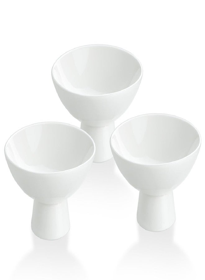 HillSpring 8oz Small Porcelain Footed Bowls, 5" White Pedestal Bowls for Nuts, Desserts, Ice Cream, Creme Brulee and Pudding, Oven Safe, Set of 3 - Image 1