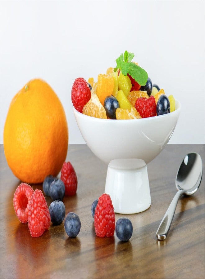HillSpring 8oz Small Porcelain Footed Bowls, 5" White Pedestal Bowls for Nuts, Desserts, Ice Cream, Creme Brulee and Pudding, Oven Safe, Set of 3 - Image 2