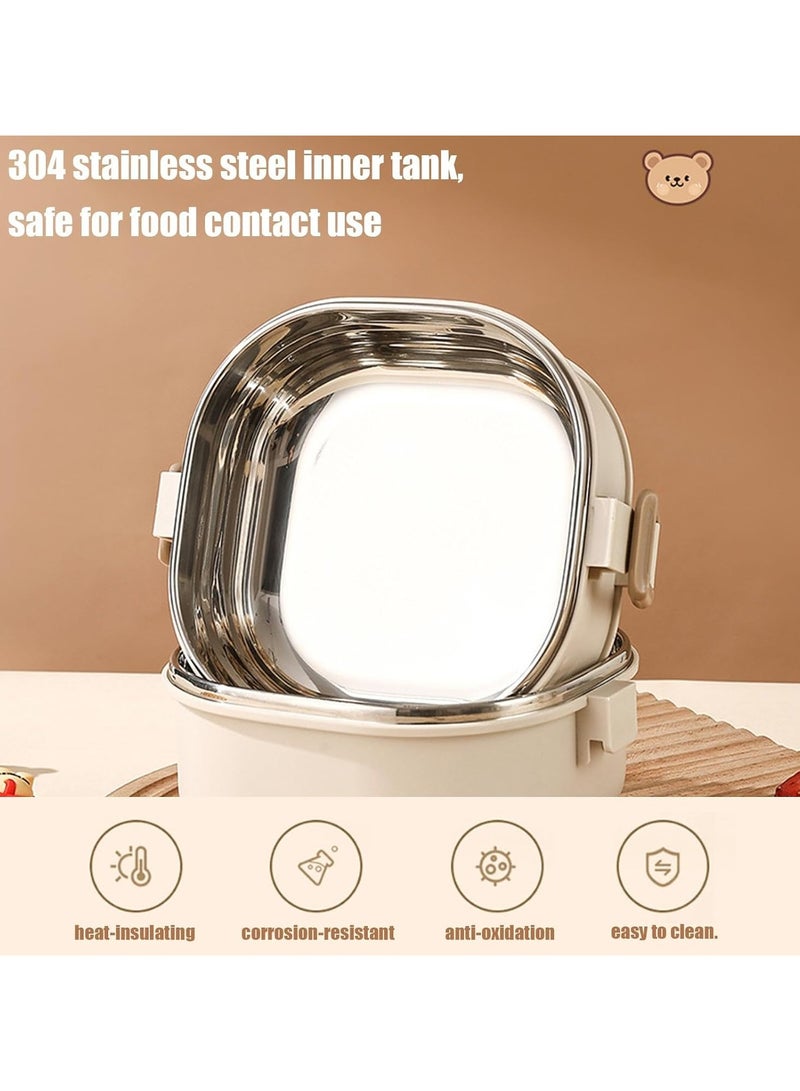 CMGTYYD Insulated Lunch Box, Portable Thermal Lunch Box for Hot Food, Large Capacity Square Food Box, 304 Stainless Steel, No Leakage Square Lunch Box for Adults, Kids, Children - Image 3