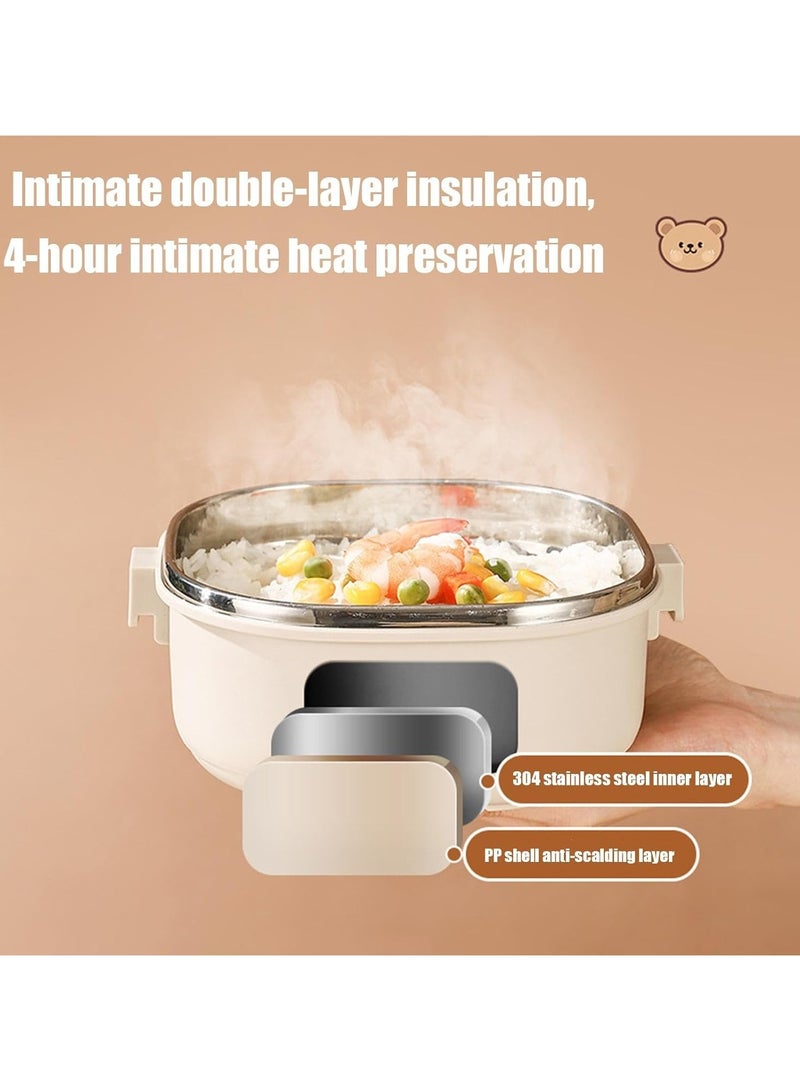 CMGTYYD Insulated Lunch Box, Portable Thermal Lunch Box for Hot Food, Large Capacity Square Food Box, 304 Stainless Steel, No Leakage Square Lunch Box for Adults, Kids, Children - Image 4