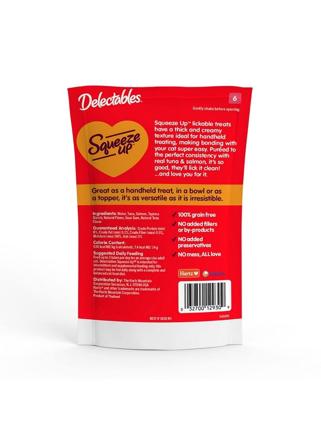 هارتز مكافآت القطط الرطبة القابلة لللعق من Delectables Squeeze Up للقطط البالغة والمسنة، بنكهة التونة والسلمون، 4 قطع (عبوة من 8 قطع) - Image 2
