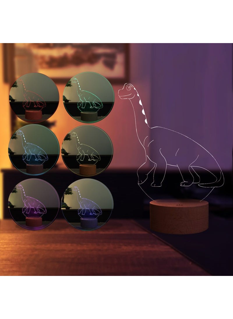 By-Lamp Dinosaur LED Night Light Wooden Base 7 Different Light Colors  - Image 2