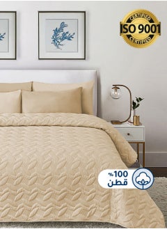 سيد المنسوجات المنزلية مفرش مضغوط مزدوج من قطن، يناسب سرير بحجم 200 × 200 سم، 4 قطع، سلسلة إلميرا  - Image 1