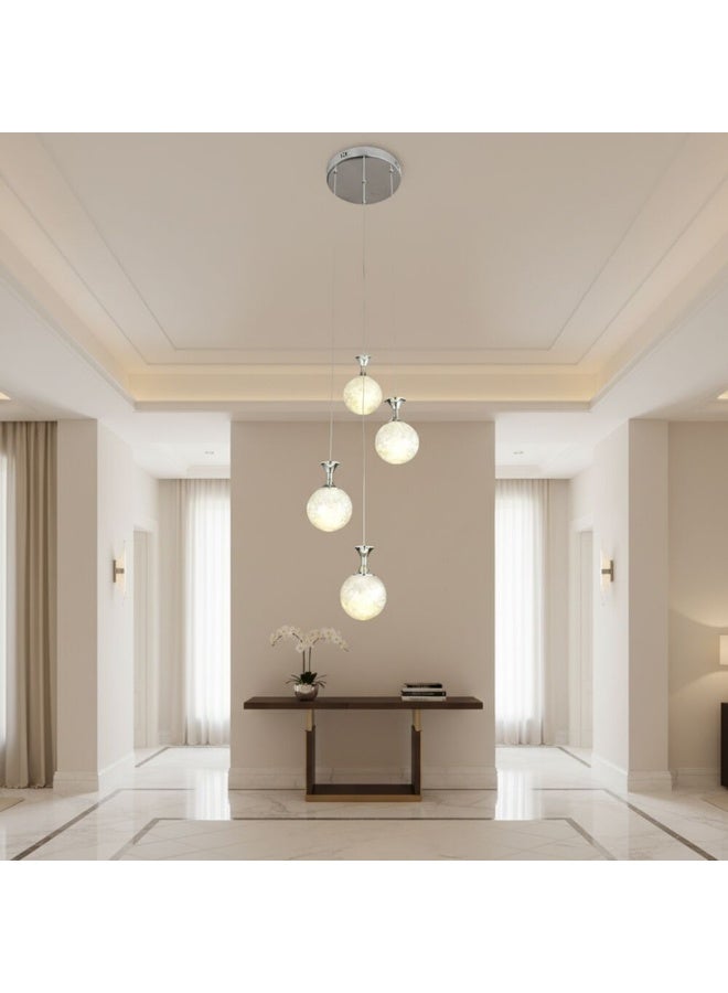 DANUBE HOME Sienna Pendant Lamp 2m Adjustable White Silver Hanging Ceiling Light - Image 1