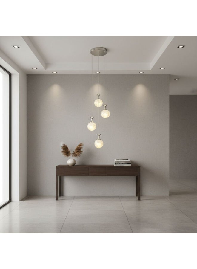 DANUBE HOME Sienna Pendant Lamp 2m Adjustable White Silver Hanging Ceiling Light - Image 2