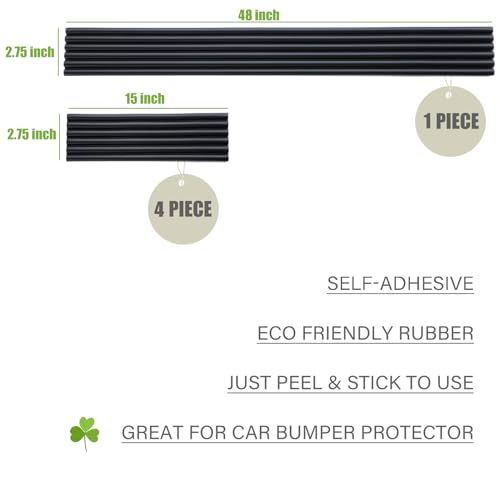 VEXPLO DIY Car Bumper Protector Guard, Strong Self Adhesive Rubber Rear Front Bumper Guard for SUV Cars Trucks, No Residue Anti Scratch & Anti-Colision Car Bumper Guard Accessories- 5 Pack Black - Image 2