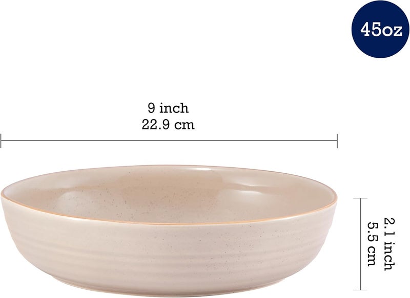 Bico Light Beige Pasta Bowls Set Set of 4 Microwave and Dishwasher Safe for Spaghetti Pasta Soup - Image 2