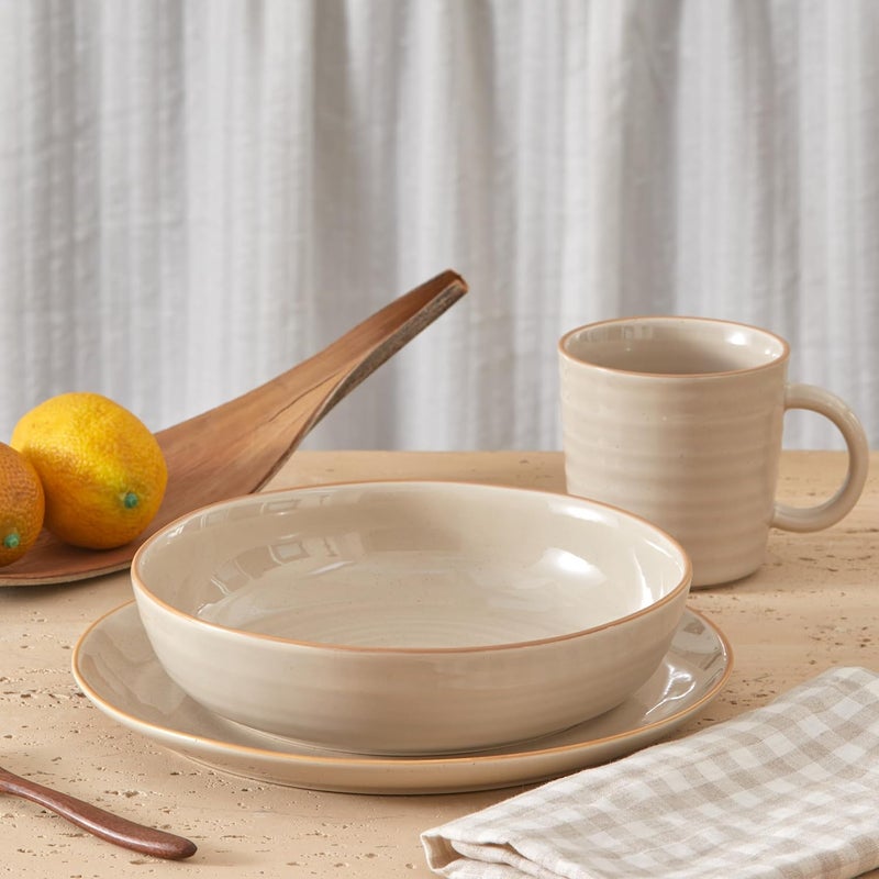 Bico Light Beige Pasta Bowls Set Set of 4 Microwave and Dishwasher Safe for Spaghetti Pasta Soup - Image 5