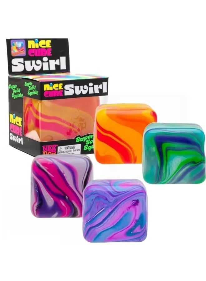 Swirl 4-PACKS Marble Stress Cube Squishy Toys- Super Solid Squish Fidget Cubes for Anxiety Relief, Colorful Sensory Stress Balls for Kids & Adults, Perfect for Office, School & Travel - Image 1