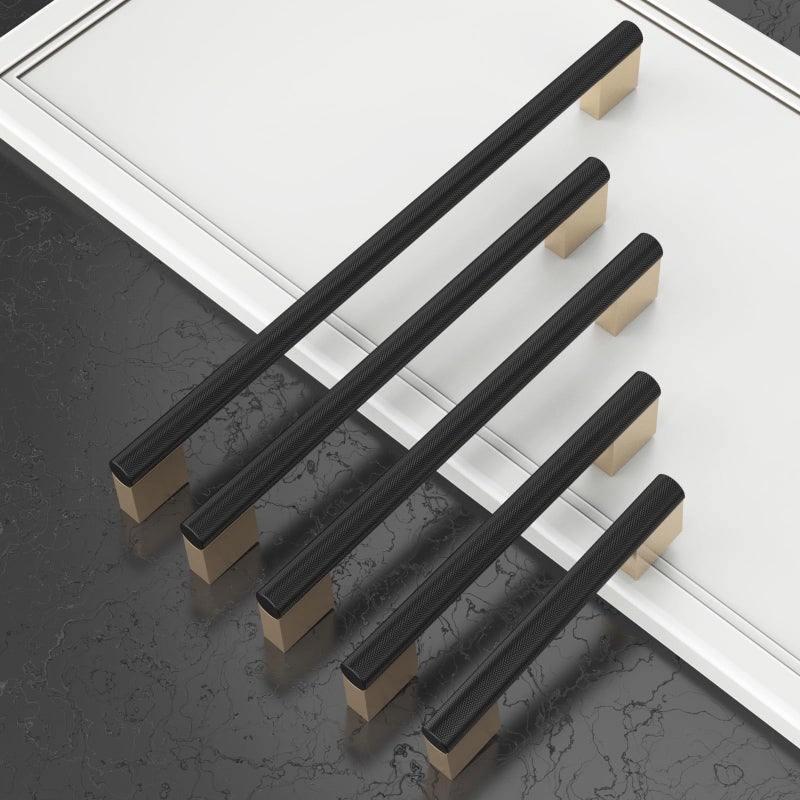 Coinkoly 10 Pack 5"(128mm) Black and Gold Cabinet Pulls Knurled Kitchen Cabinet Handles Drawer Pulls Cupboard Hardware for Cabinets - Image 2