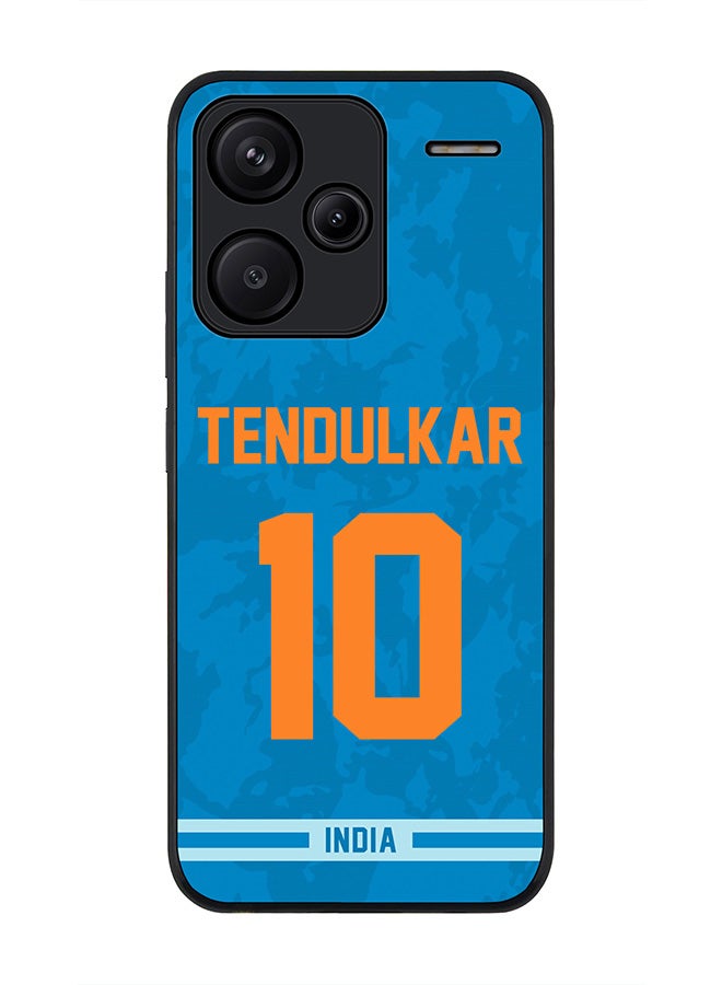 Stylizedd Rugged Black Edge Case for Xiaomi Redmi Note 13 Pro Plus, Slim fit Case Thin Cover -  Team India Sachin Tendulkar, Jersey No 10 - Image 1