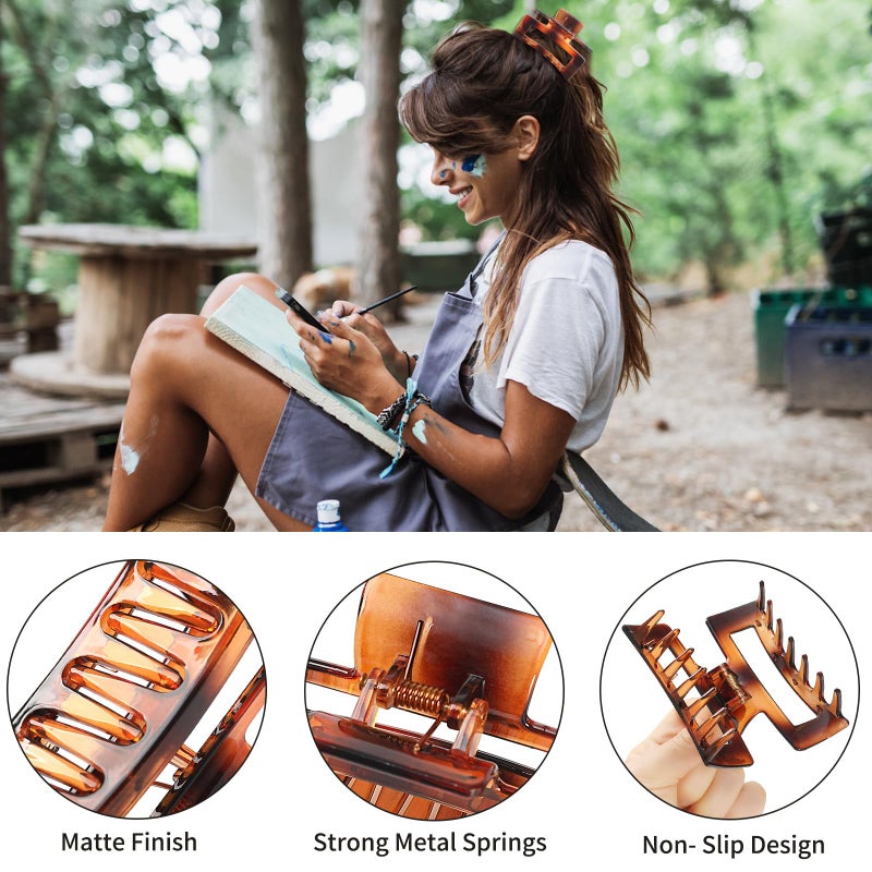 Sisiaipu Hair Clip, 3.5 Inch Medium Hair Claw Clips 6 Pack for Women and Girls - Amber Hair Accessories - Image 4