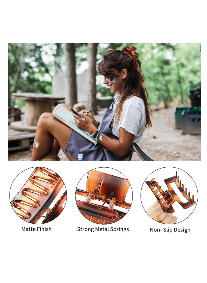 Sisiaipu - Hair Clip, 3.5 Inch Medium Hair Claw Clips 6 Pack for Women and Girls - Amber Hair Accessories - Image 1