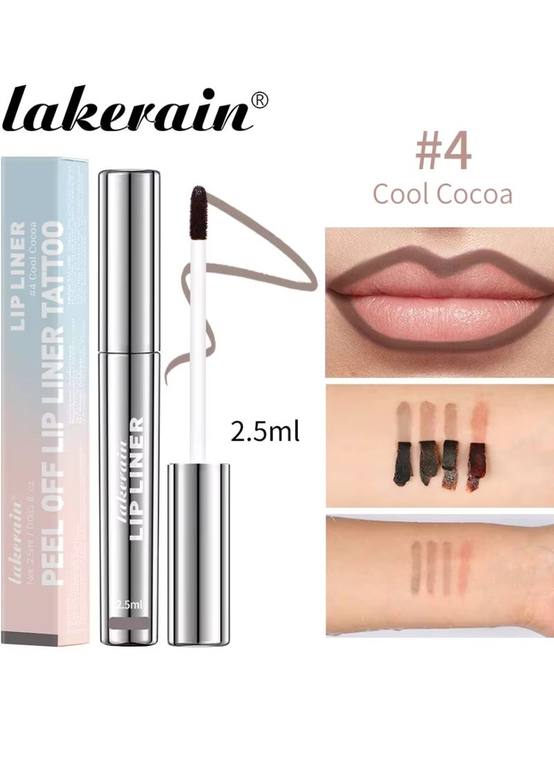 lakerain - Peel Off Lip Liner Tattoo Peel Off Lip Stain Long Lasting Lip Stain Peel Off Infused with Hyaluronic Acid and Vitamin E Waterproof Long Lasting Highly Pigmented Matte Lip Tint Cool Cocoa 04 - Image 1