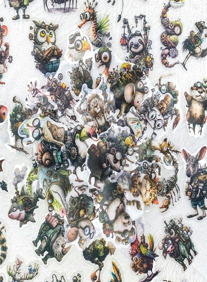 PIGBIT 50PCS Steampunk Animal Stickers - Vintage Victorian Mechanical Creatures Waterproof Clear Stickers for Journaling, Scrapbooking, Crafts, Laptops, Art Projects - Image 2