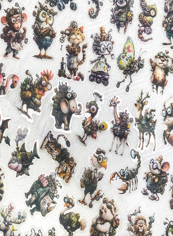 PIGBIT 50PCS Steampunk Animal Stickers - Vintage Victorian Mechanical Creatures Waterproof Clear Stickers for Journaling, Scrapbooking, Crafts, Laptops, Art Projects - Image 3