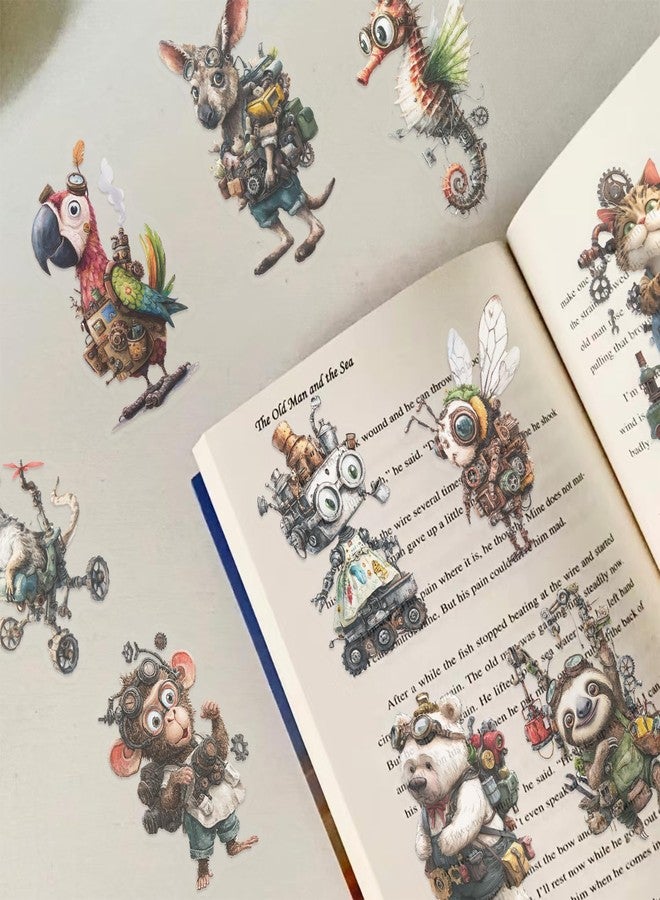 PIGBIT 50PCS Steampunk Animal Stickers - Vintage Victorian Mechanical Creatures Waterproof Clear Stickers for Journaling, Scrapbooking, Crafts, Laptops, Art Projects - Image 5