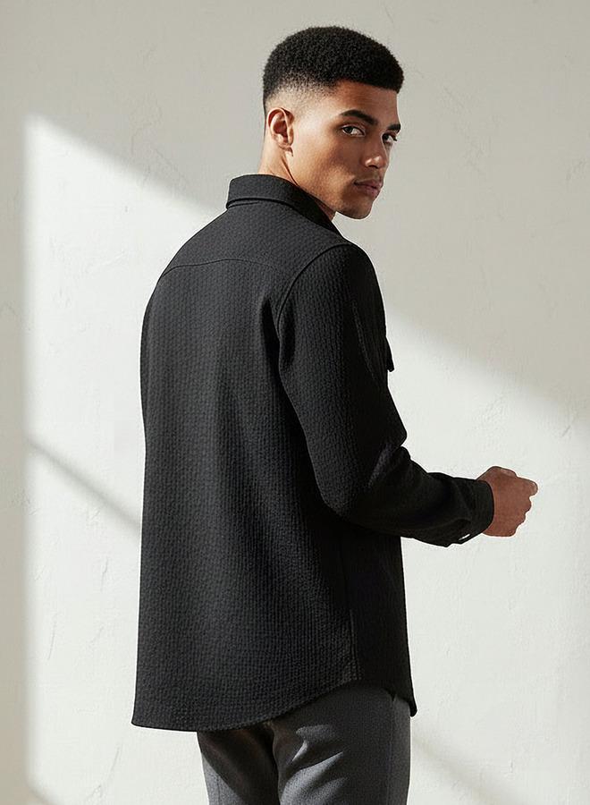 Emperor Men Regular Fit Textured Shacket - Image 3
