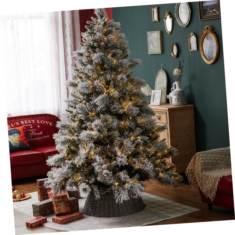 Beavorty Christmas Tree Skirt Small Gray Woven Basket Tree Collar Round Frame Farmhouse for Holiday Decorations - Image 4