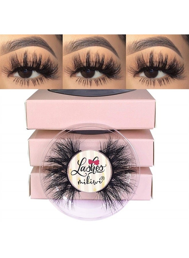 mikiwi 3D Mink Lashes, Mikiwi D390-3, 3 Pairs Lashes, Mink Eyelashes, Thick HandMade Full Strip Lashes, Cruelty Free, Luxury Makeup, 20mm mink eyeLashes (D390-3) - Image 1