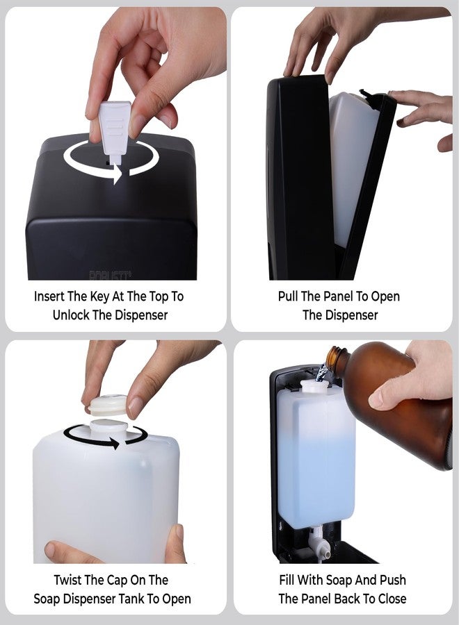 Robustt Stylish Wall Mounted Liquid Soap Dispenser 1L (Black, Pack of 1) - with Adhesive Hooks | Easy Installation for Bathroom & Kitchen - Durable ABS Material, Sleek Design - Image 3
